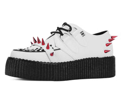 T.U.K. Shoes V3342 White Leather Spike Viva Mondo Creeper