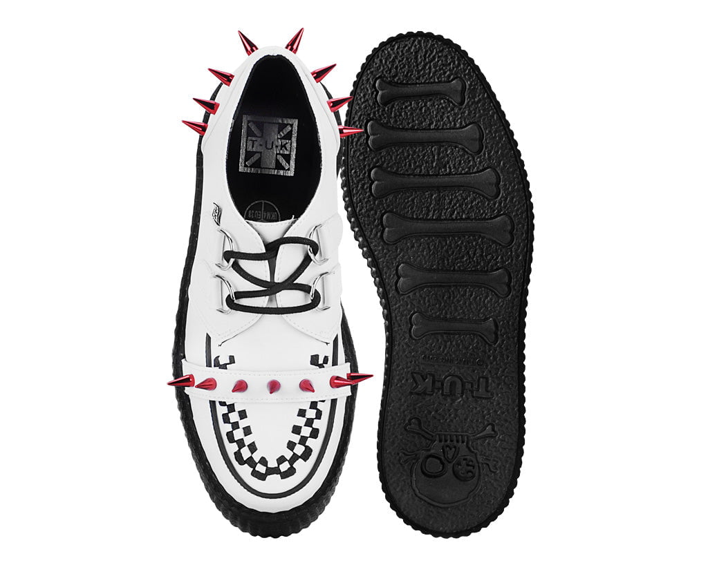 T.U.K. Shoes V3342 White Leather Spike Viva Mondo Creeper