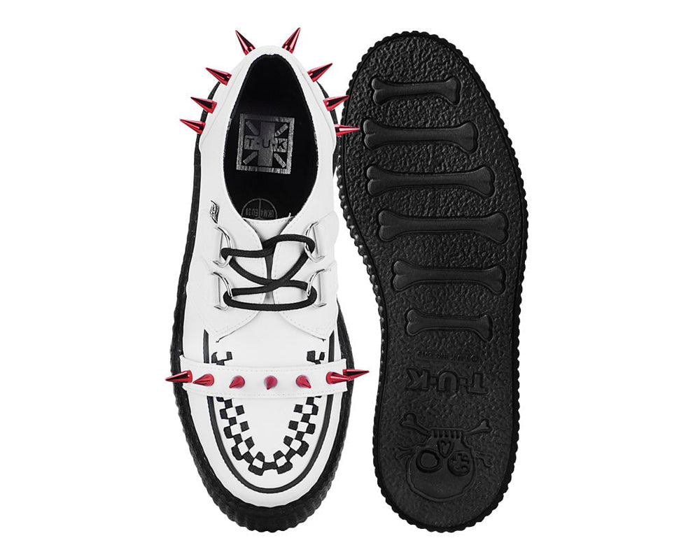 T.U.K. Shoes V3342 White Leather Spike Viva Mondo Creeper