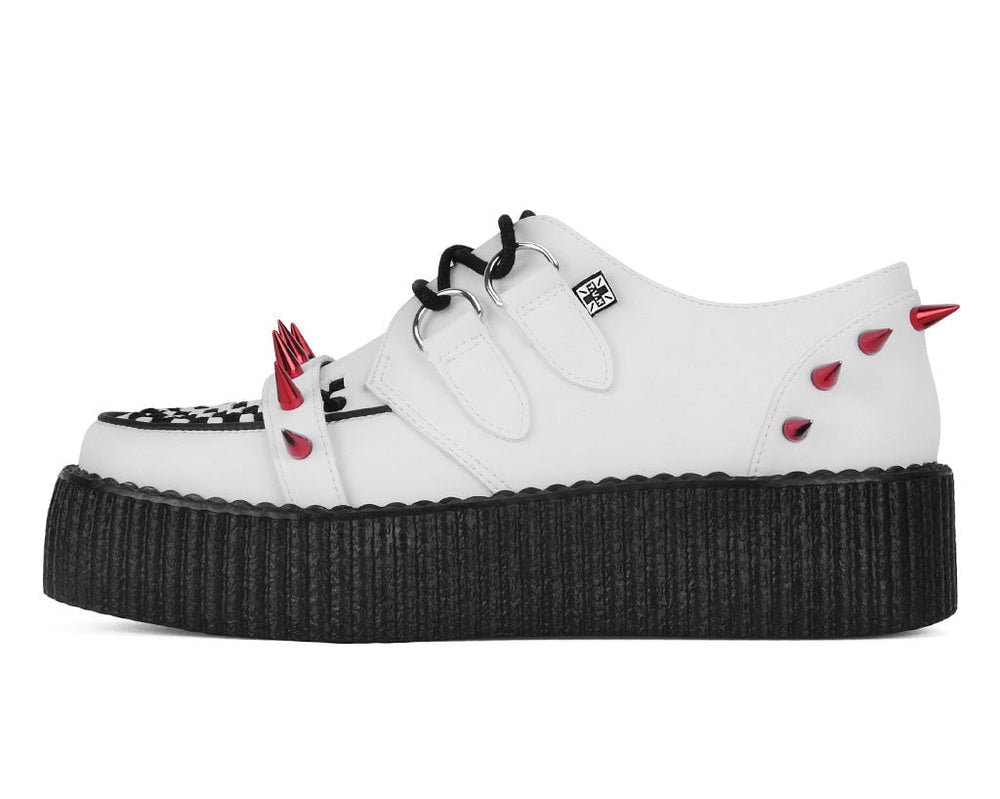 T.U.K. Shoes V3342 White Leather Spike Viva Mondo Creeper