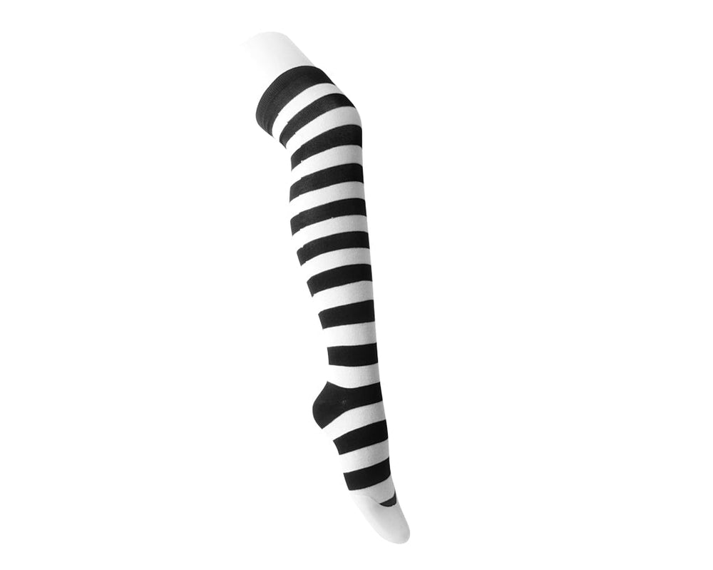 T.U.K. Shoes TSK1143 Black & White Striped Thigh High Sock TSK1143-OS
