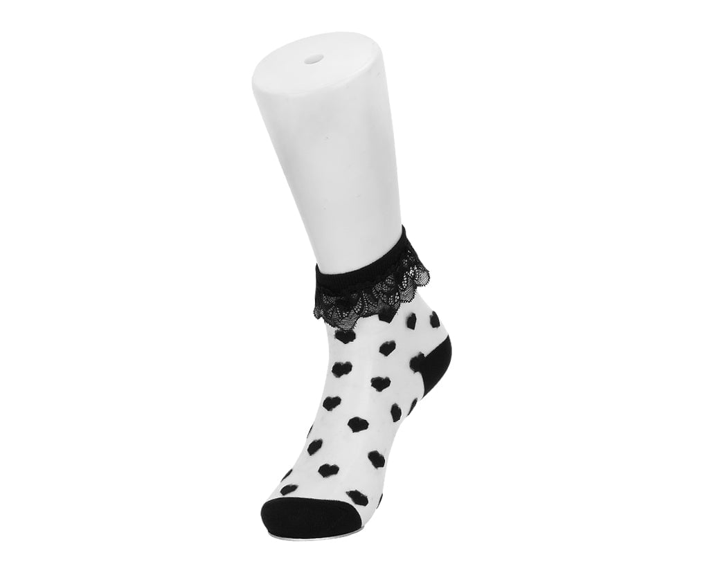 T.U.K. Shoes TSK1186 Black Mesh Heart Sock TSK1186-OS