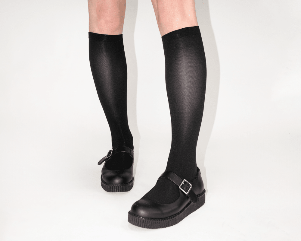 T.U.K. Shoes TSK1164 Black Knee-High Nylon Mesh Sock TSK1164-OS