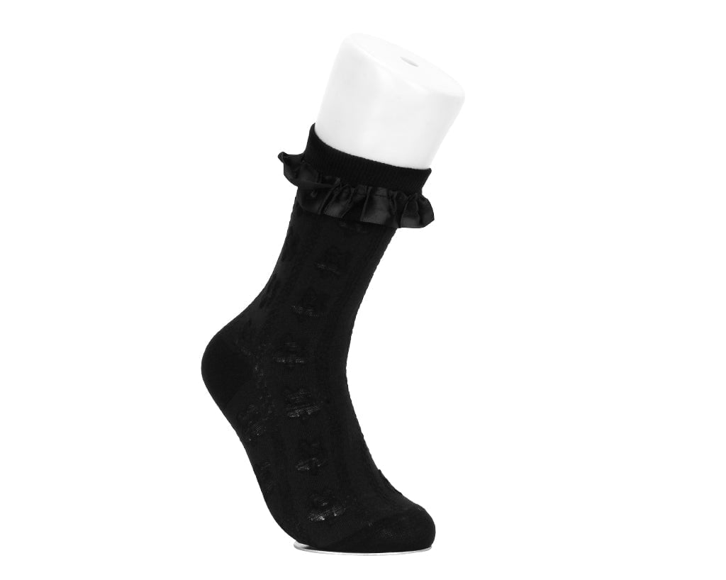 T.U.K. Shoes TSK1181 Black Rose Silk Trim Sock TSK1181-OS