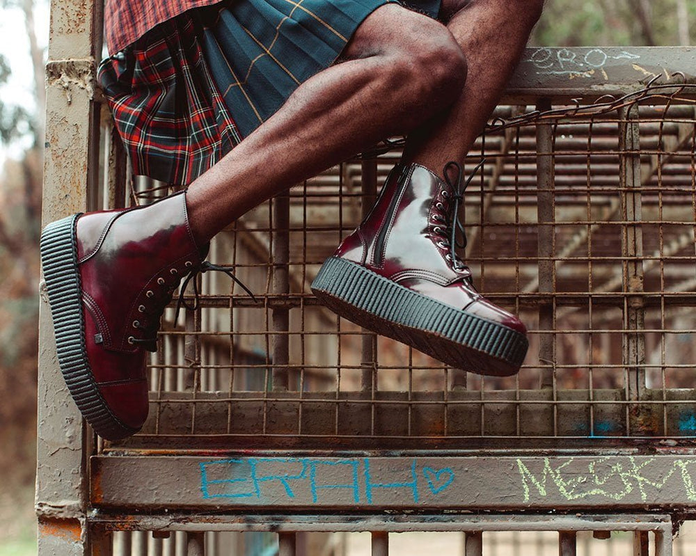 T.U.K. Shoes V9858 Burgundy Rub Off TUKskin™ 7-Eye Boot
