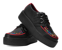 T.U.K. Shoes V3302 Black TUKskin Rainbow Interlace Viva Mondo Creeper