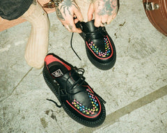 T.U.K. Shoes V3302 Black TUKskin Rainbow Interlace Viva Mondo Creeper