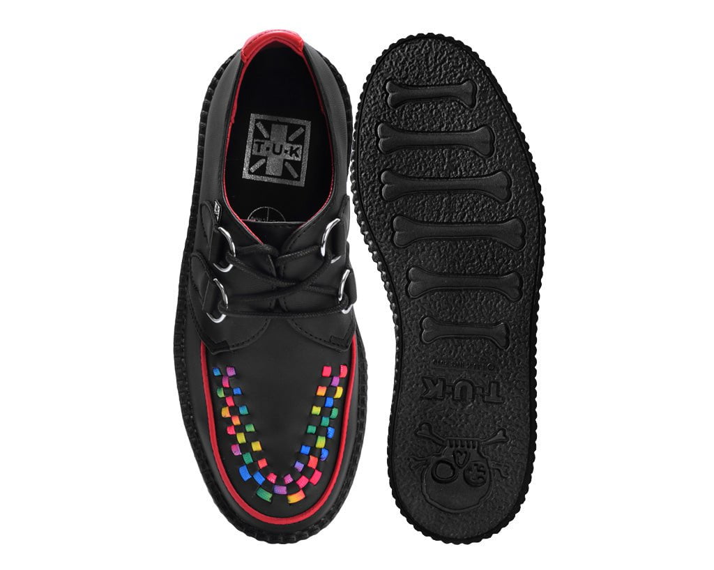 T.U.K. Shoes V3302 Black TUKskin Rainbow Interlace Viva Mondo Creeper