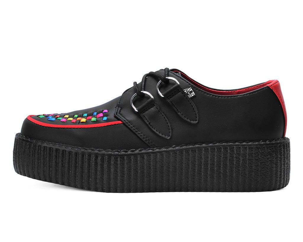 T.U.K. Shoes V3302 Black TUKskin Rainbow Interlace Viva Mondo Creeper
