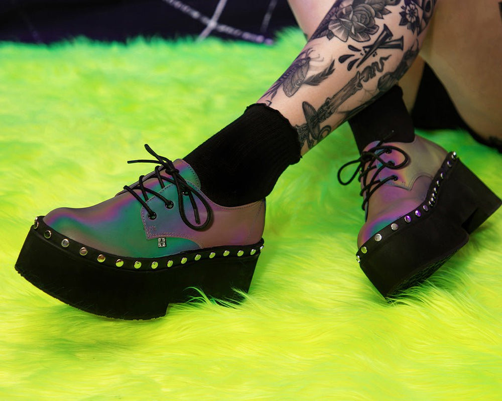 T.U.K. Shoes A3297 Midnight Chameleon Dino Flat Platform