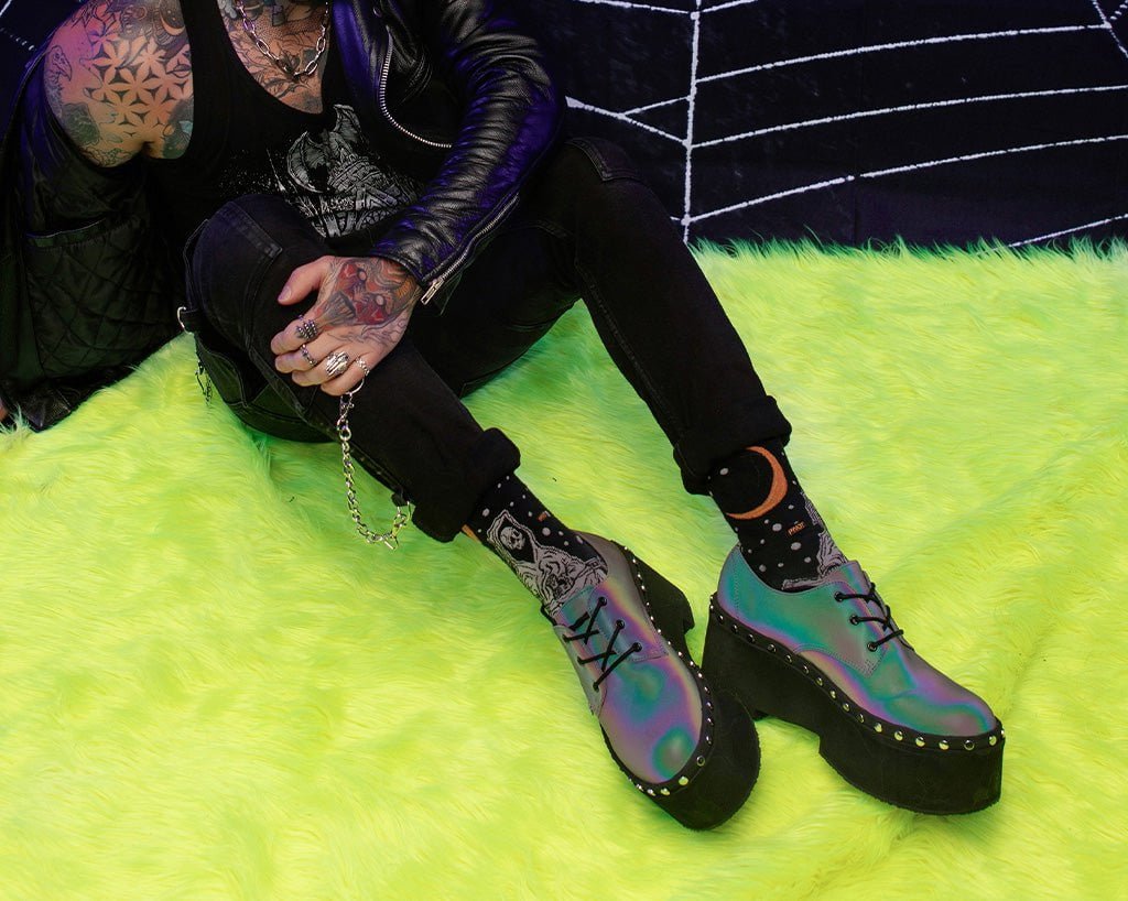 T.U.K. Shoes A3297 Midnight Chameleon Dino Flat Platform