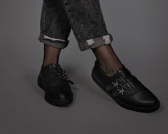 T.U.K. Shoes A3210 Black TUKskin Zipper Skull Pointed Creeper