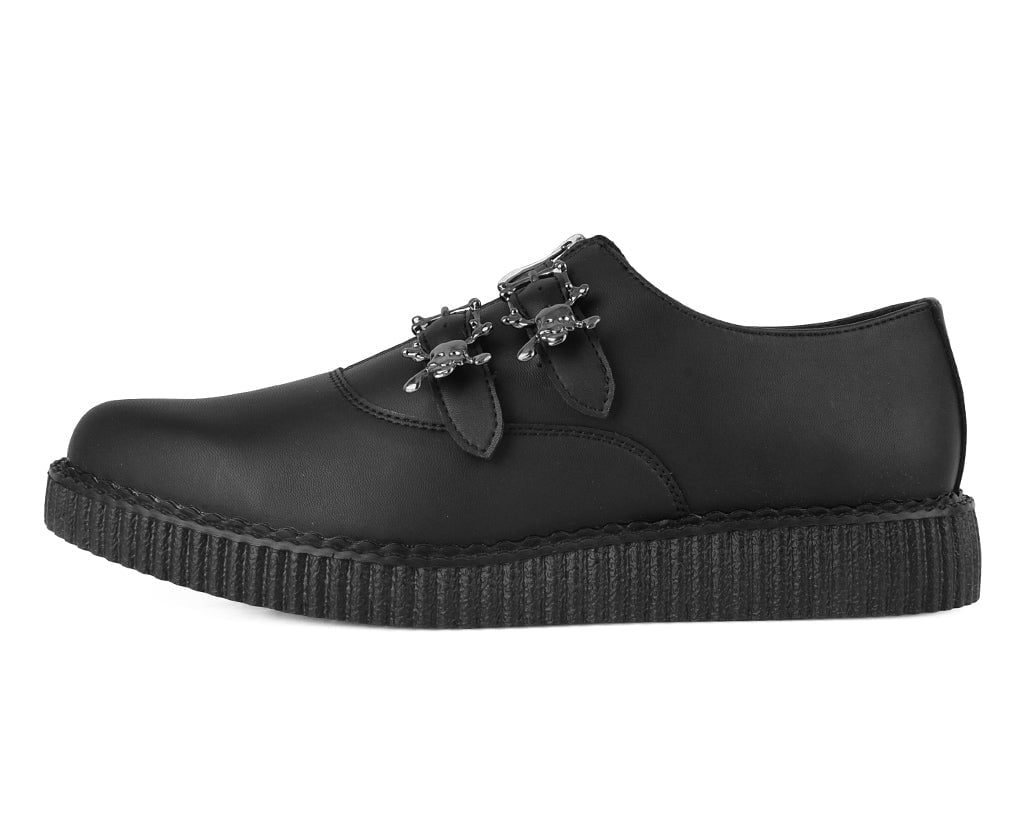 T.U.K. Shoes A3210 Black TUKskin Zipper Skull Pointed Creeper