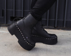 T.U.K. Shoes A3333 Black TUKskin 7-Eye Dino Flat Boot