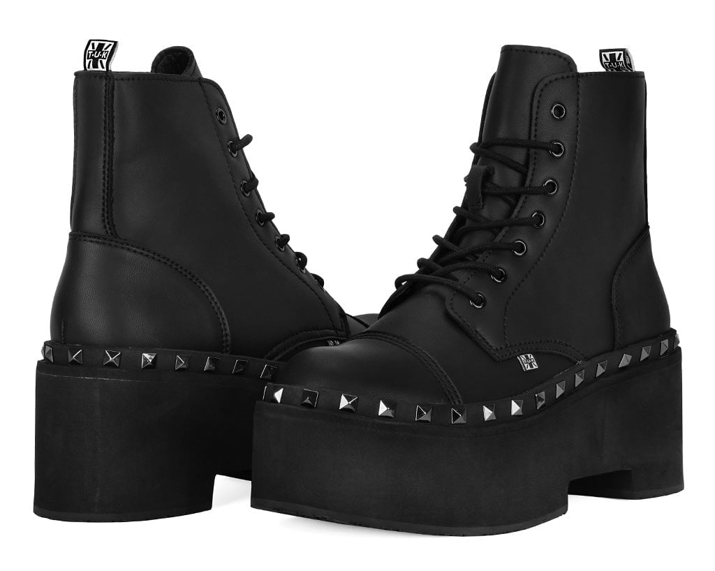 T.U.K. Shoes A3333 Black TUKskin 7-Eye Dino Flat Boot