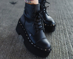 T.U.K. Shoes A3333 Black TUKskin 7-Eye Dino Flat Boot