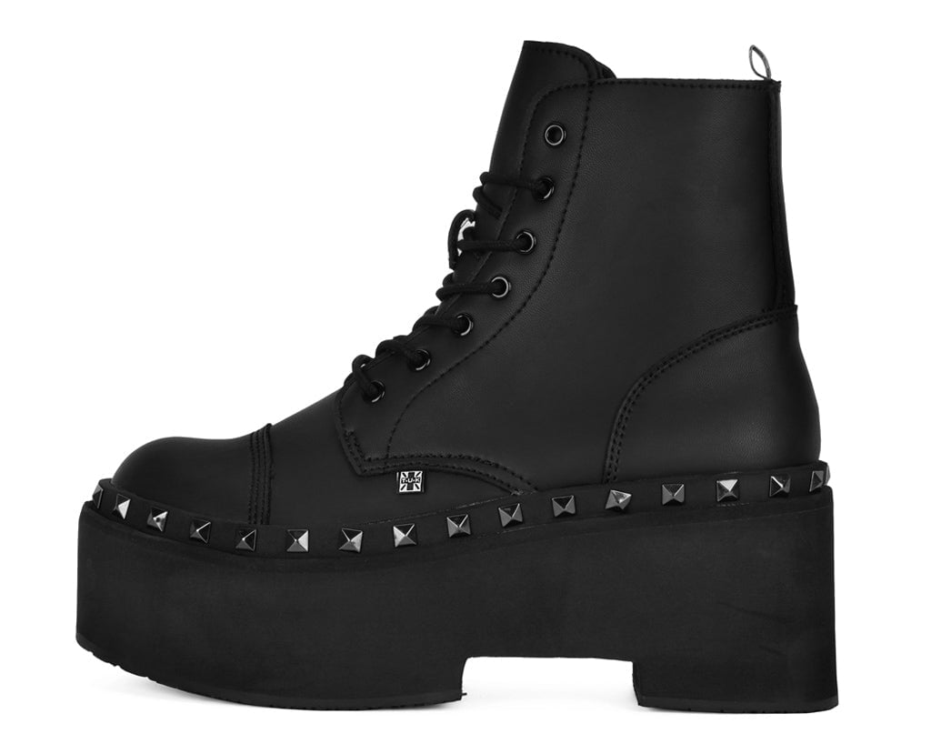 T.U.K. Shoes A3333 Black TUKskin 7-Eye Dino Flat Boot