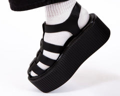 T.U.K. Shoes S3347 Black TUKskin Fisherman Strato Sandal