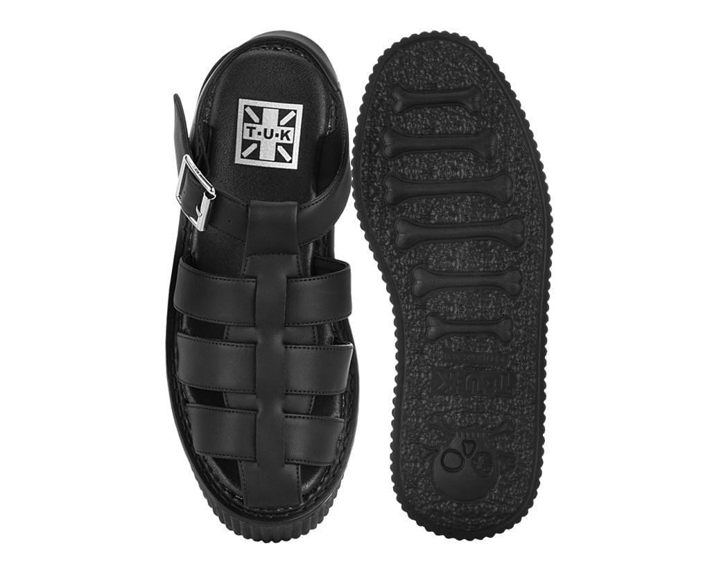 T.U.K. Shoes S3347 Black TUKskin Fisherman Strato Sandal