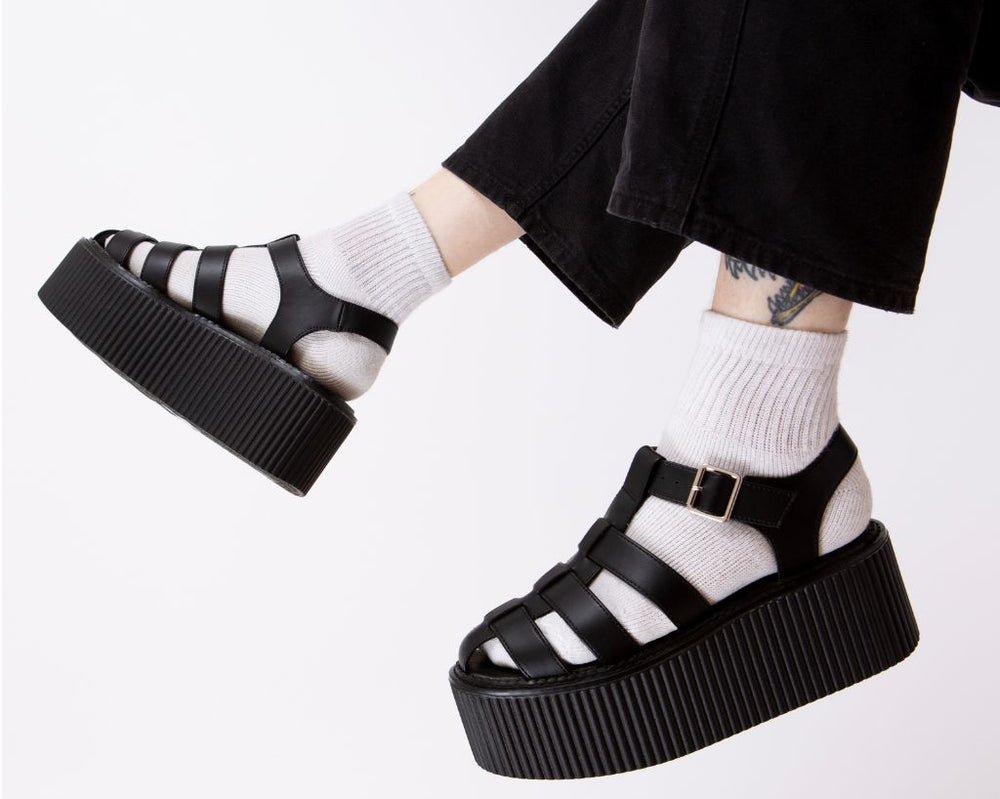 T.U.K. Shoes S3347 Black TUKskin Fisherman Strato Sandal