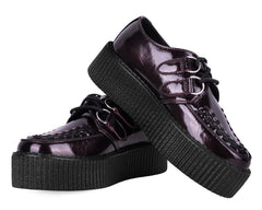T.U.K. Shoes V3246 Burgundy Crinkle Patent Viva Mondo Creeper