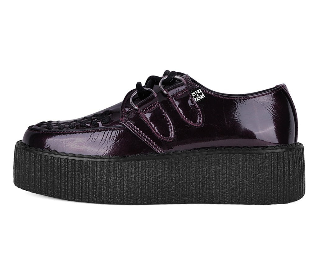 T.U.K. Shoes V3246 Burgundy Crinkle Patent Viva Mondo Creeper