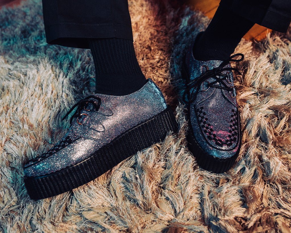 T.U.K. Shoes V3244 Reflective Leopard Shimmer Viva Mondo Creeper