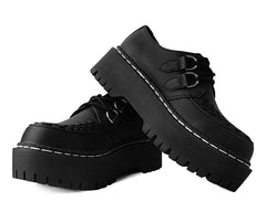 T.U.K. Shoes A3050 Black TUKskin™ Interlace Double Decker Creeper