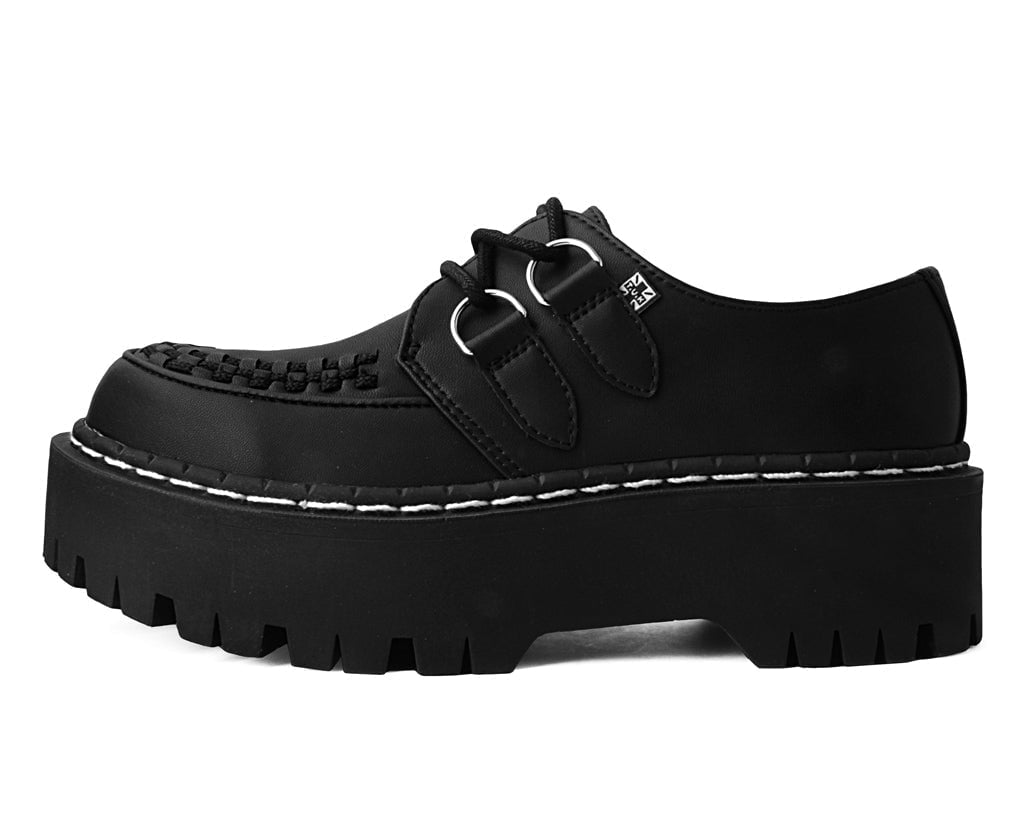 T.U.K. Shoes A3050 Black TUKskin™ Interlace Double Decker Creeper