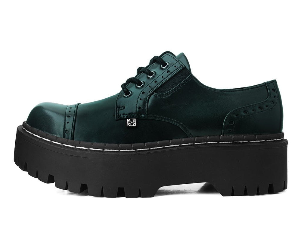 T.U.K. Shoes A3193L Green Rub-Off Double Decker Brogue