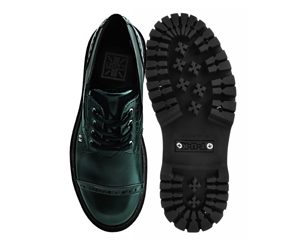 T.U.K. Shoes A3193L Green Rub-Off Double Decker Brogue