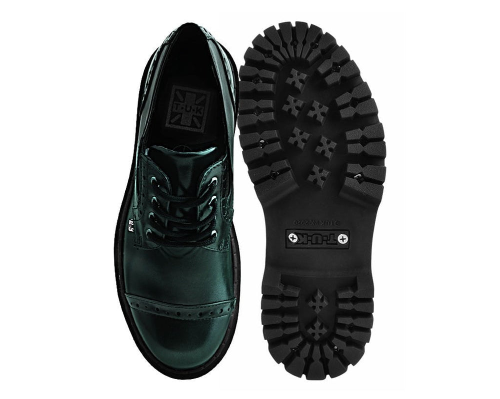 T.U.K. Shoes A3193L Green Rub-Off Double Decker Brogue