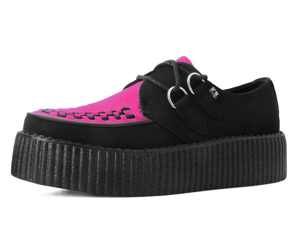 T.U.K. Shoes V3183 Black & Neon Pink Viva Mondo Creeper