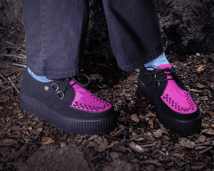 T.U.K. Shoes V3183 Black & Neon Pink Viva Mondo Creeper