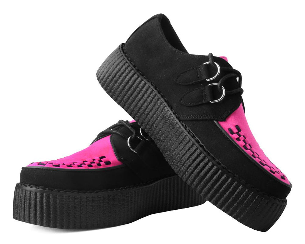 T.U.K. Shoes V3183 Black & Neon Pink Viva Mondo Creeper