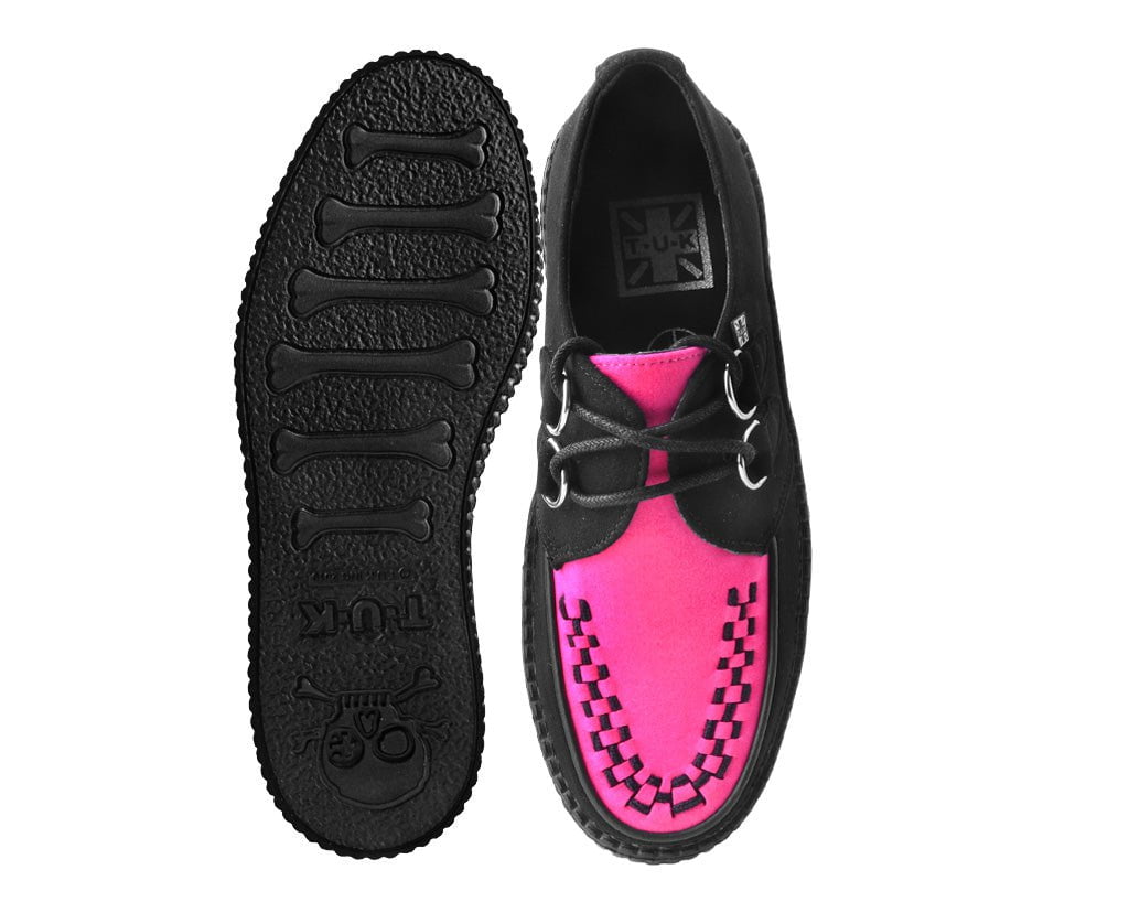 T.U.K. Shoes V3183 Black & Neon Pink Viva Mondo Creeper