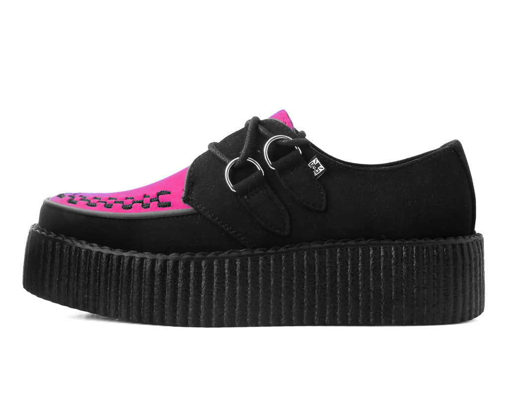T.U.K. Shoes V3183 Black & Neon Pink Viva Mondo Creeper