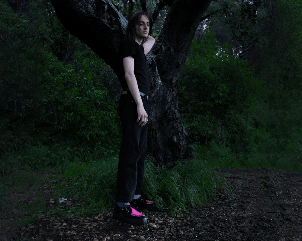 T.U.K. Shoes V3183 Black & Neon Pink Viva Mondo Creeper