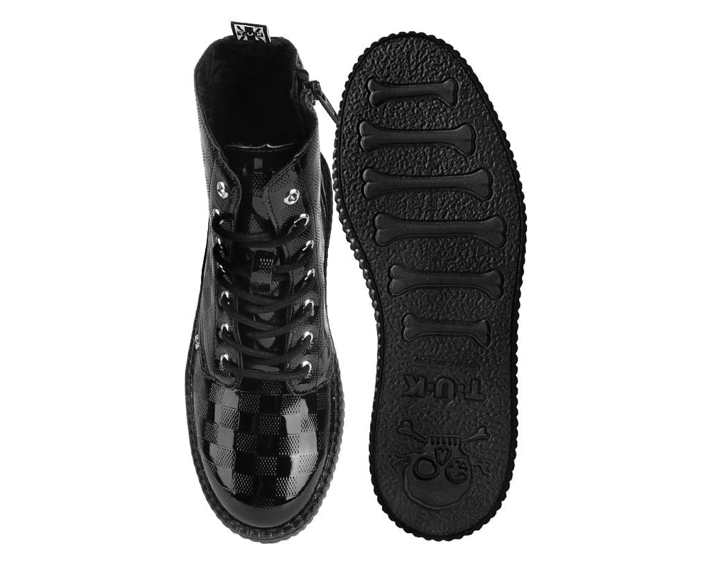 T.U.K. Shoes V3202 Black Checkered Patent Viva Mondo Boot