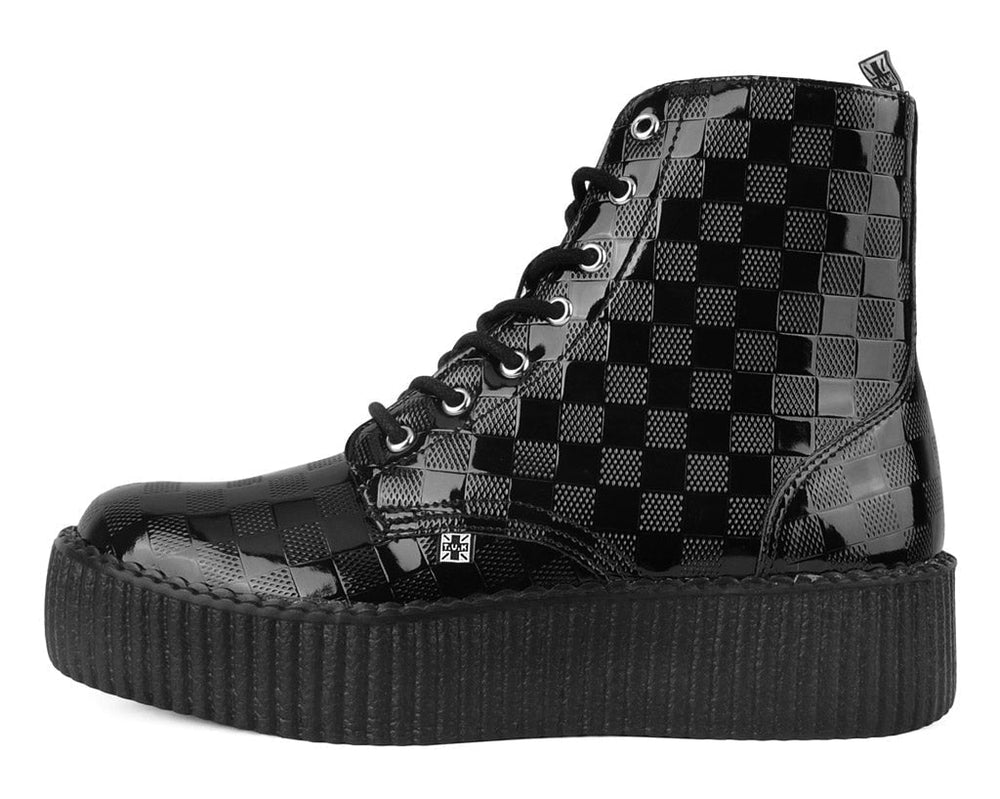T.U.K. Shoes V3202 Black Checkered Patent Viva Mondo Boot