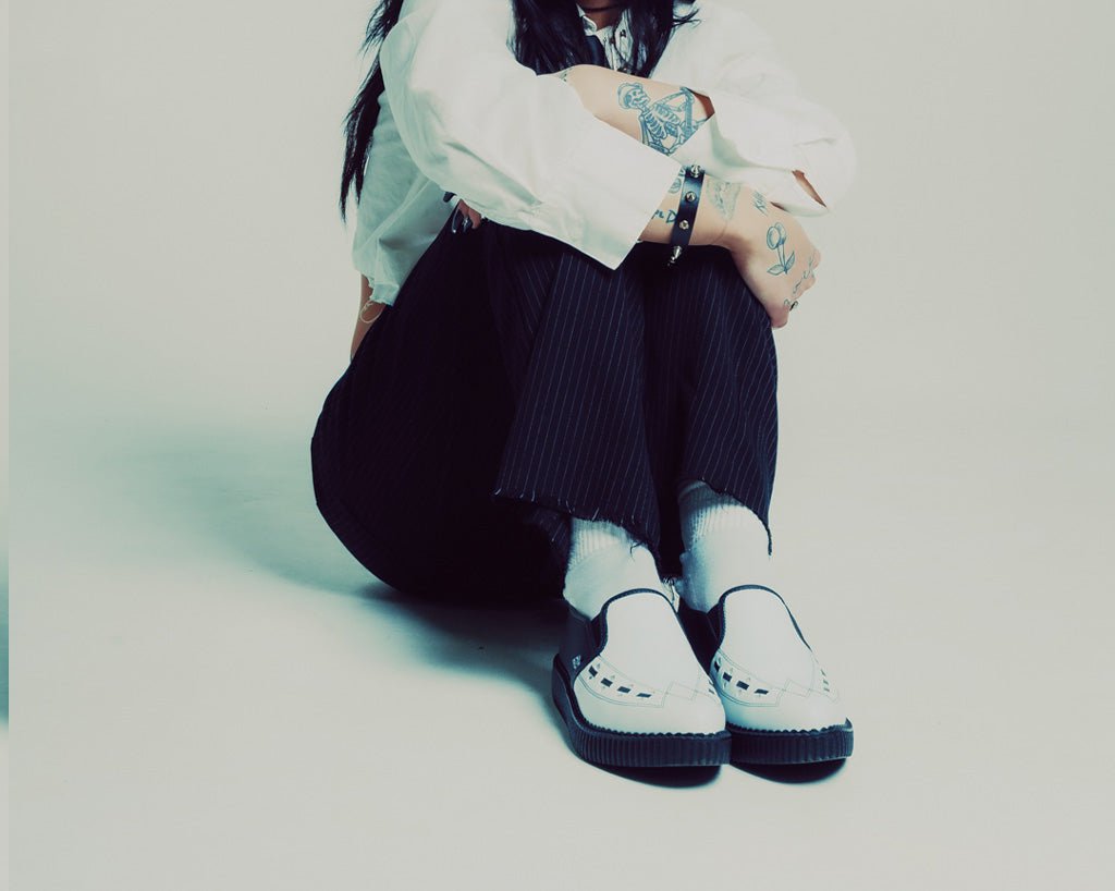T.U.K. Shoes A3206 Black & White Slip-On Creeper