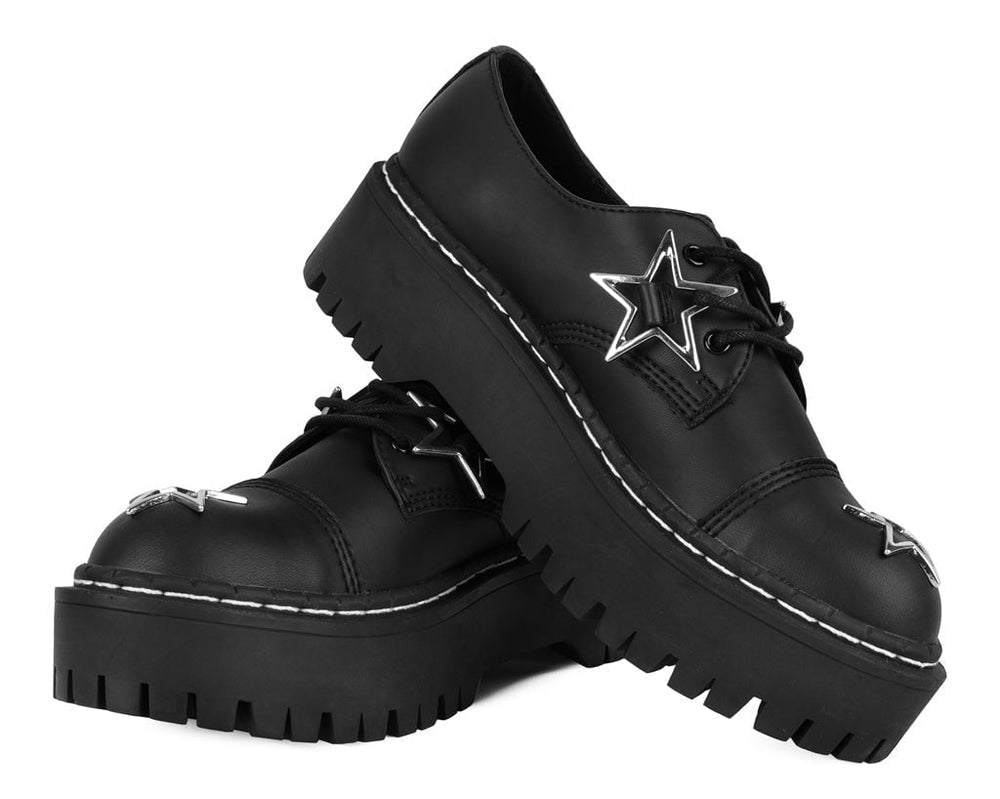 T.U.K. Shoes A3277 Black TUKskin Star Double Decker Brogue