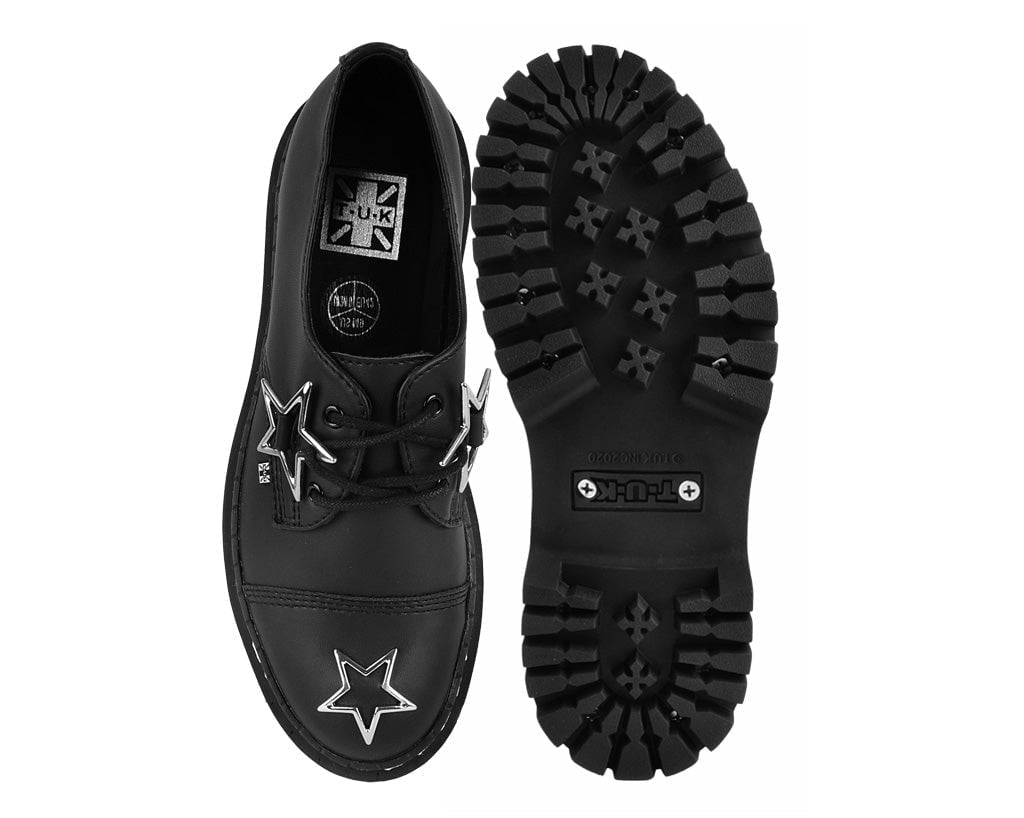 T.U.K. Shoes A3277 Black TUKskin Star Double Decker Brogue