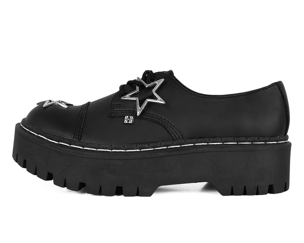T.U.K. Shoes A3277 Black TUKskin Star Double Decker Brogue