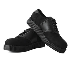 T.U.K. Shoes F9837 Black Faux Suede & TUKskin™ Saddle Oxford