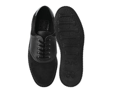 T.U.K. Shoes F9837 Black Faux Suede & TUKskin™ Saddle Oxford