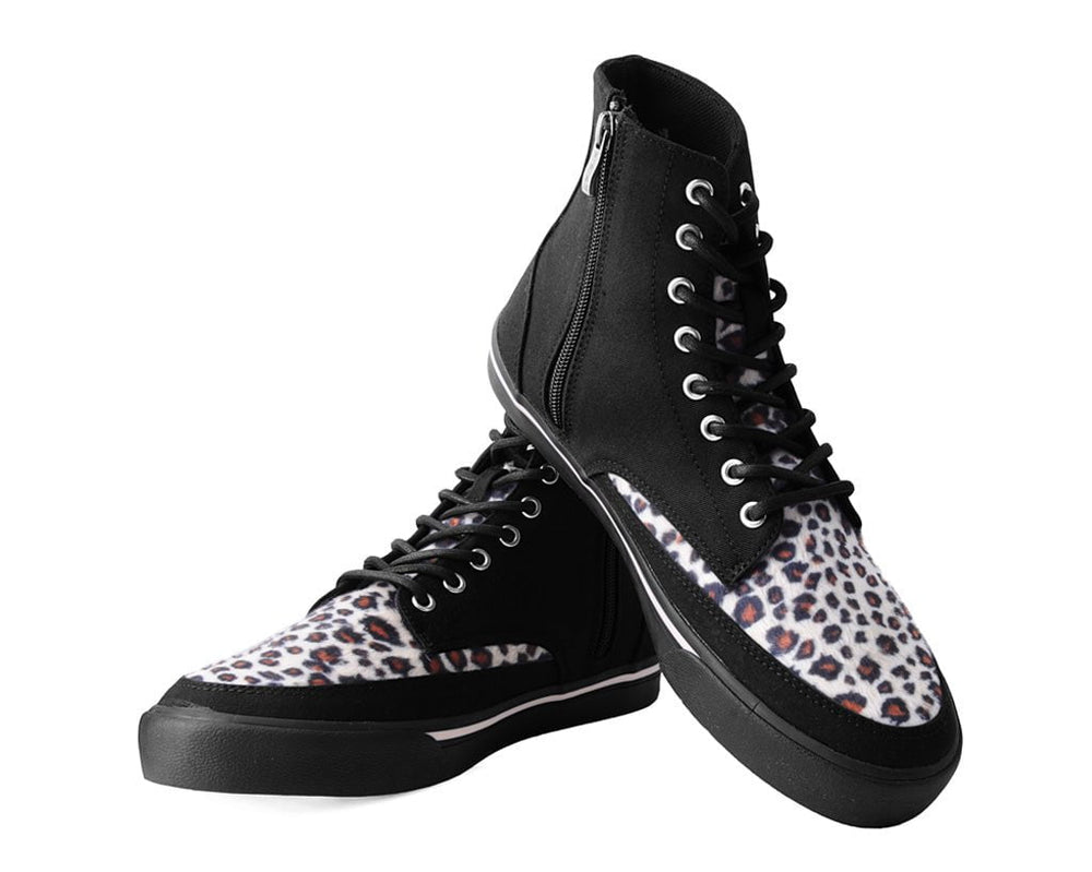 T.U.K. Shoes A3095 Black Canvas & Leopard 8-Eye Sneaker Boot
