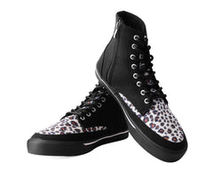 T.U.K. Shoes A3095 Black Canvas & Leopard 8-Eye Sneaker Boot