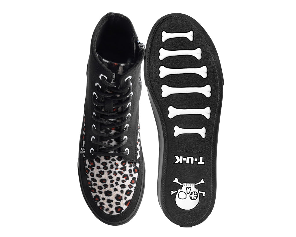 T.U.K. Shoes A3095 Black Canvas & Leopard 8-Eye Sneaker Boot