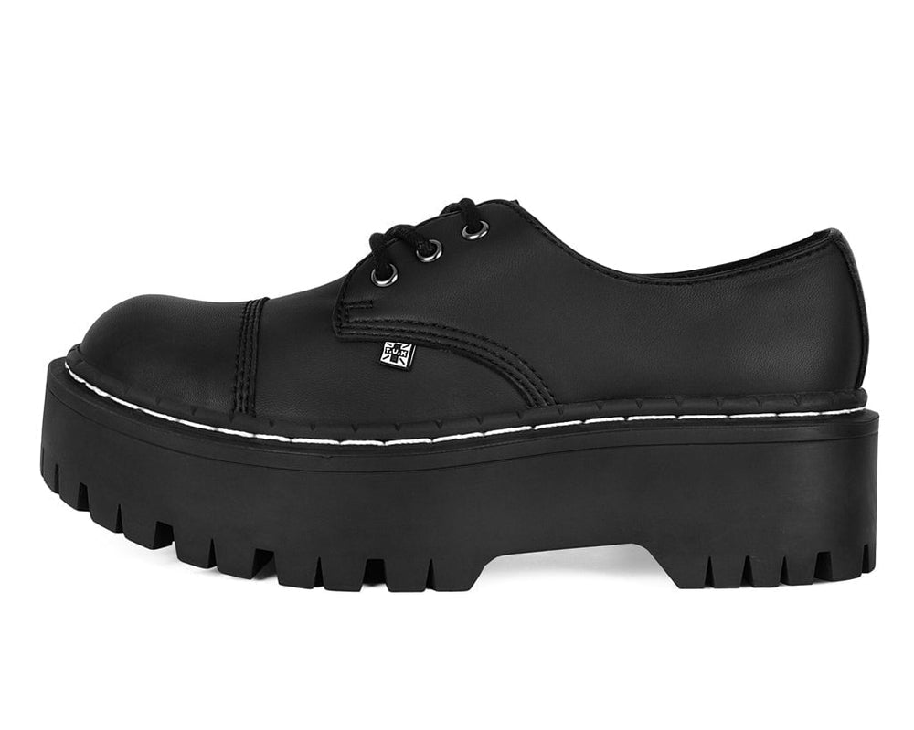 T.U.K. Shoes A3222 Black Cap Toe Double Decker Brogue